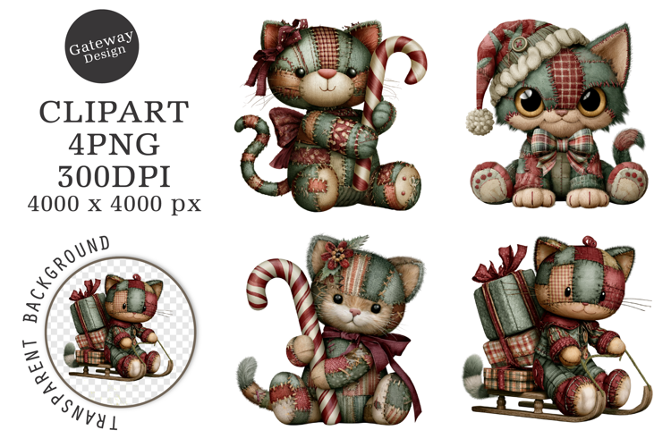 Vintage Patchwork Christmas Clipart