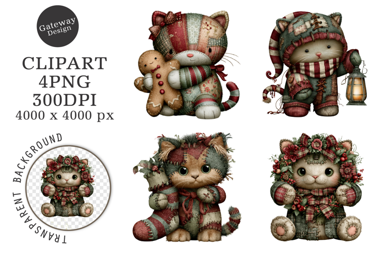 Vintage Patchwork Christmas Clipart