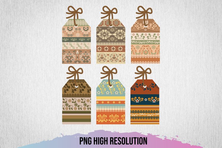 Vintage Patterned Shaped Tags