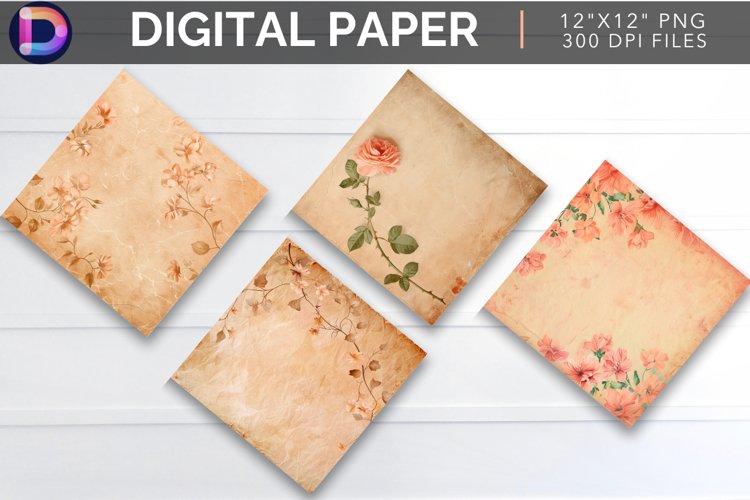 Vintage Peach Digital Paper example image 1