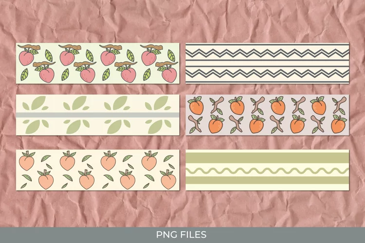 Vintage Peach Seamless Pattern Strips