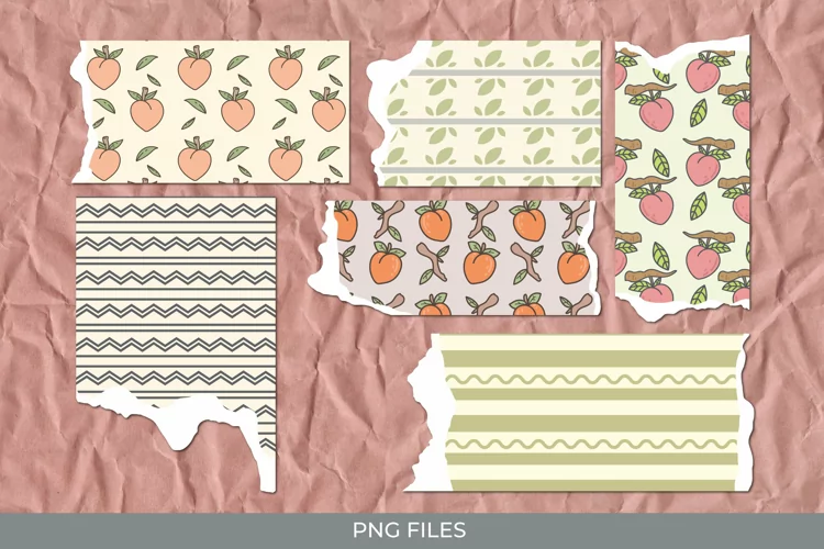 Vintage Peach Seamless Pattern Torn Paper