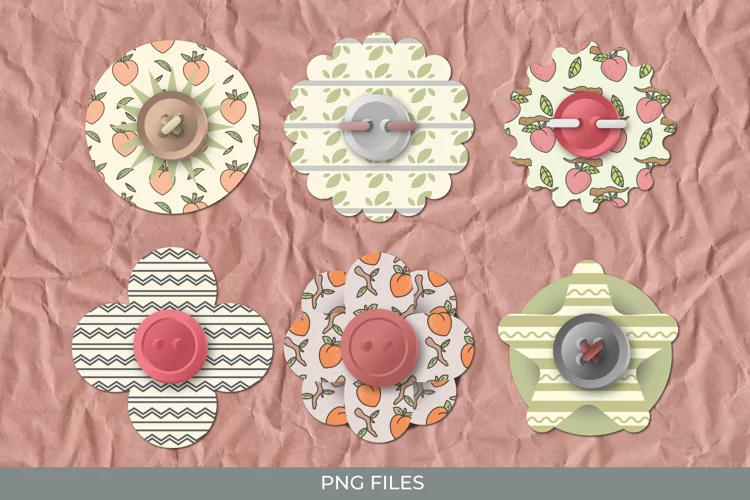 Vintage Peach Seamless Pattern with Buttons
