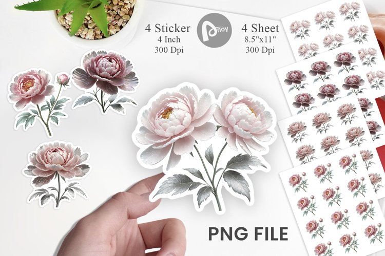 Sticker Peony Sketch example image 1