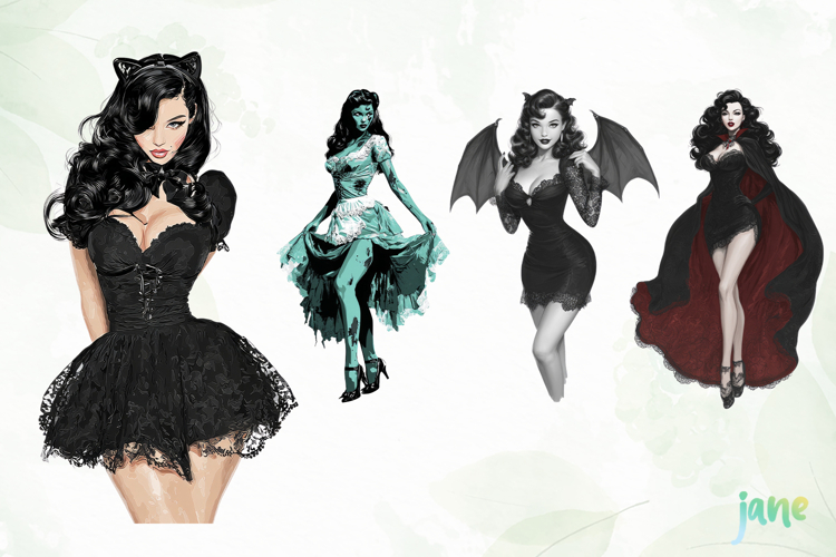 Vintage Pin up Girl Halloween