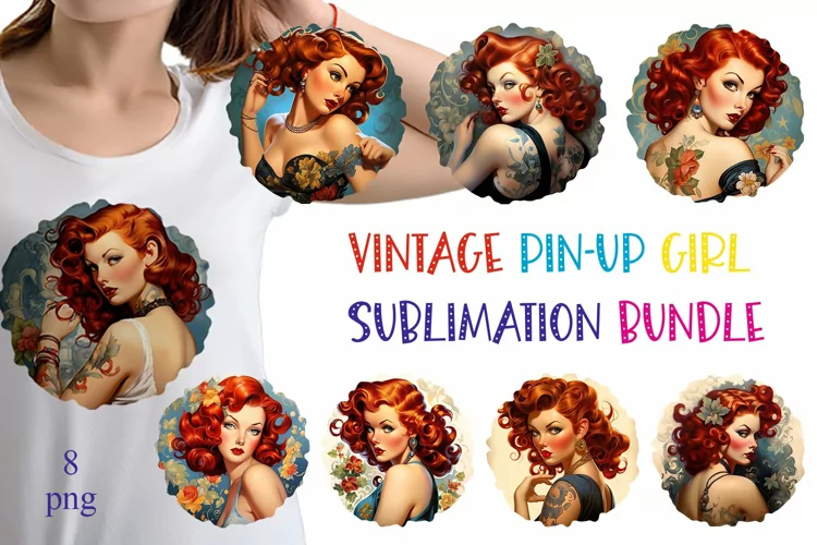 Vintage Pin-up Girl Sublimation png