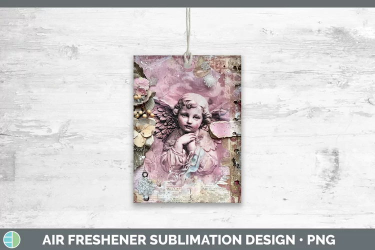 Vintage Pink Christmas Angel Air Freshener Sublimation Car F