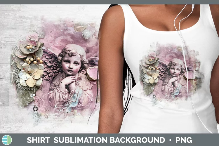Vintage Pink Christmas Angel Shirt Sublimation Sublimation B