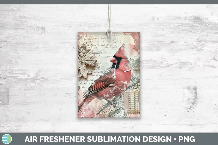 Vintage Pink Christmas Cardinal Air Freshener Sublimation Ca