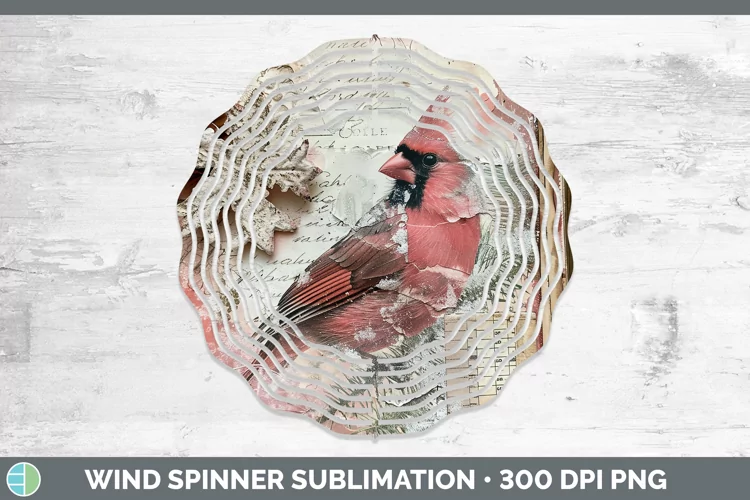 Vintage Pink Christmas Cardinal Wind Spinner Sublimation Spi