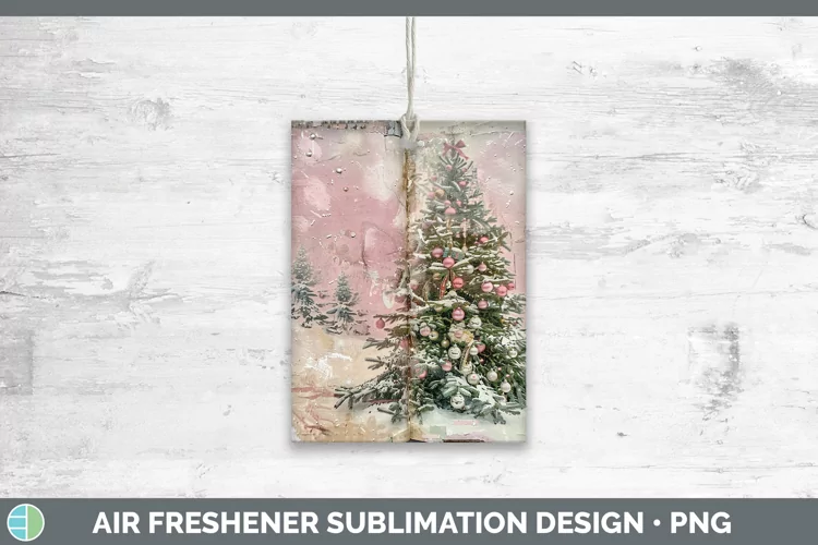 Vintage Pink Christmas Tree Air Freshener Sublimation C