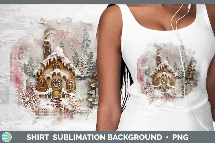 Vintage Pink Christmas Gingerbread House Shirt Sublimation S