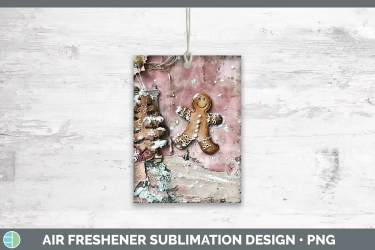 Vintage Pink Christmas Gingerbread Man Air Freshener Sublima