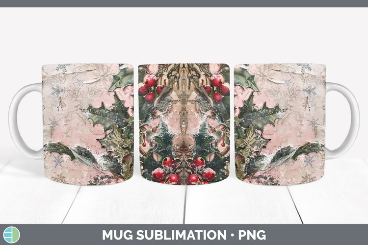 GorgeousVintage Pink Christmas Mug Wrap design.