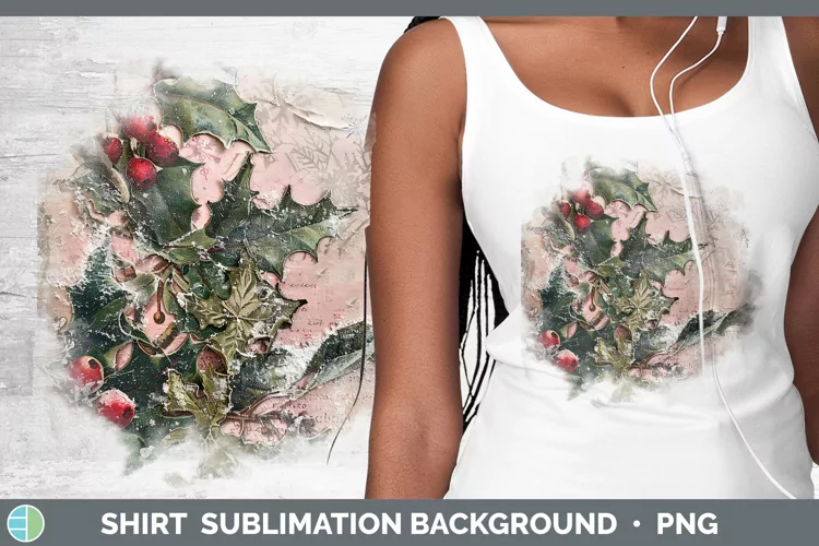 Vintage Pink Christmas Holly Shirt Sublimation Sublimation B