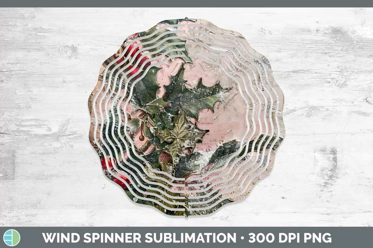 Vintage Pink Christmas Holly Wind Spinner Sublimation Spinne