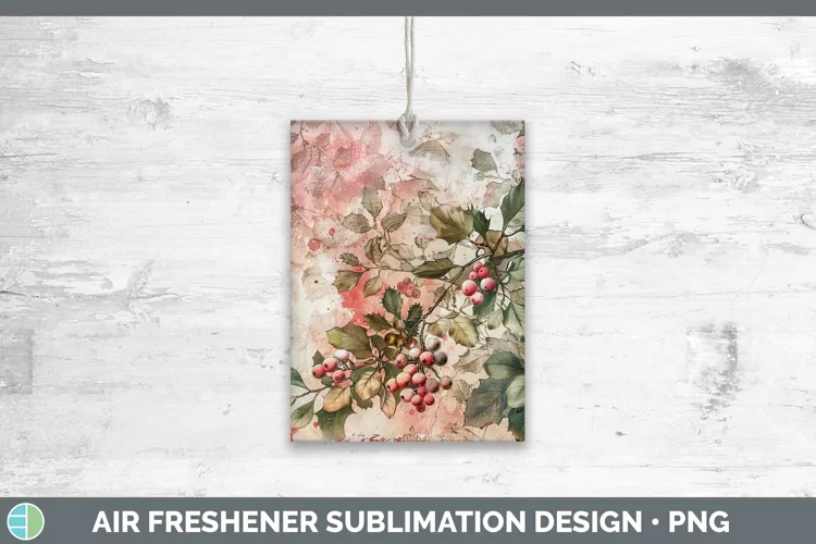 Vintage Pink Christmas Mistletoe Air Freshener Sublimation C