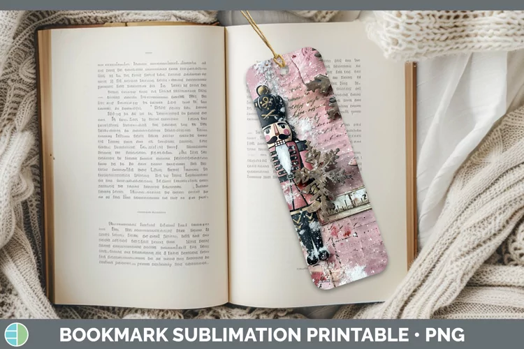 Vintage Pink Christmas Nutcracker Bookmark Sublimation Print