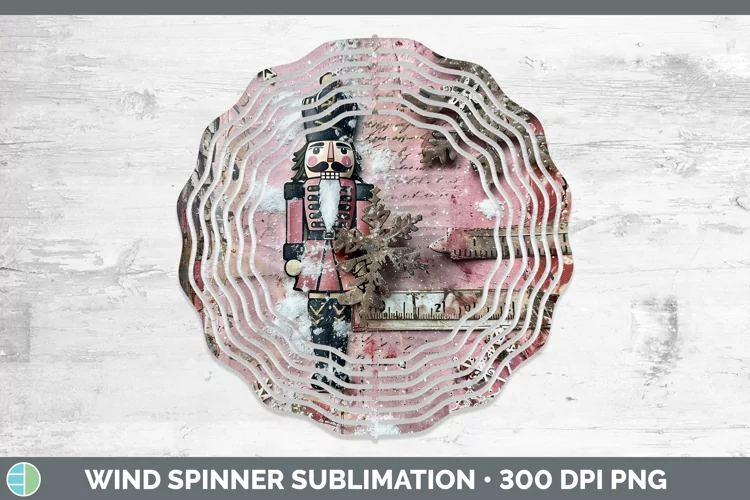 Vintage Pink Christmas Nutcracker Wind Spinner Sublimation S