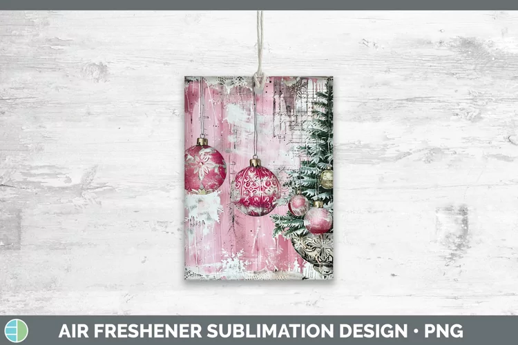 Vintage Pink Christmas Ornaments Air Freshener Sublimation C