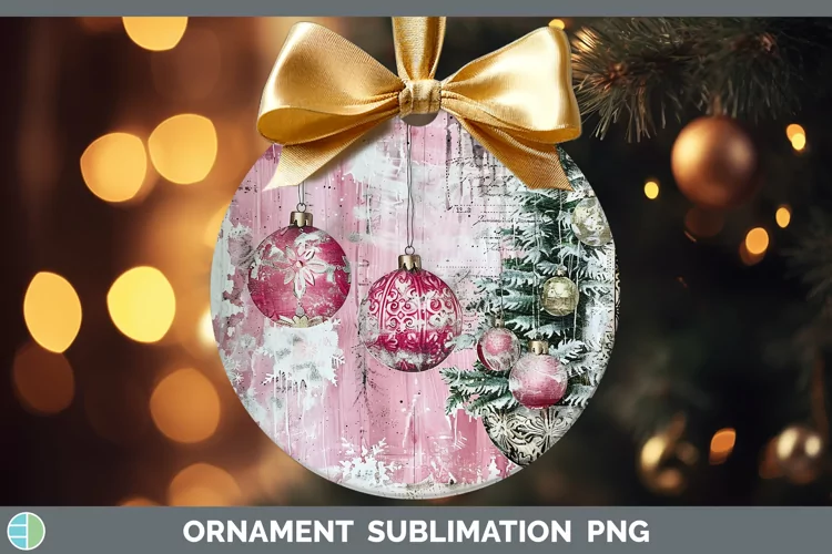Vintage Pink Christmas Ornaments Ornament Sublimation Bauble