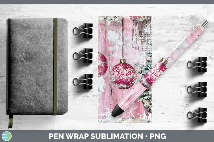 GorgeousVintage Pink Christmas Pen Wrap design.