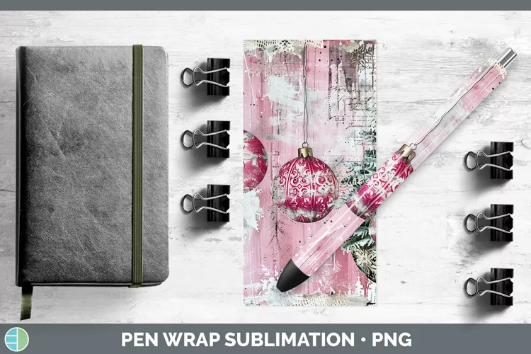 Vintage Pink Christmas Ornaments Pen Wrap Sublimation Epoxy