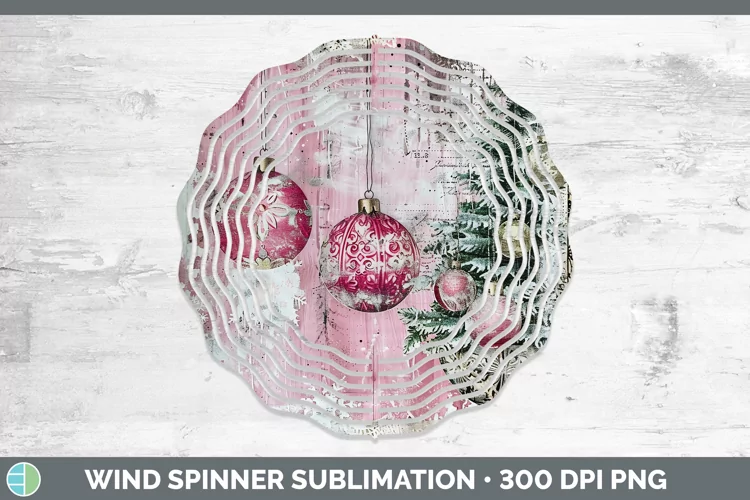Vintage Pink Christmas Ornaments Wind Spinner Sublimation Sp