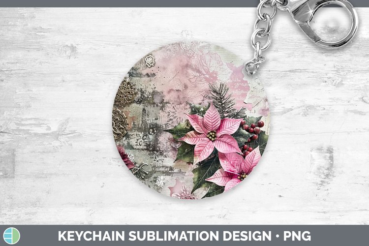 GorgeousVintage Pink Christmas Keychain design.
