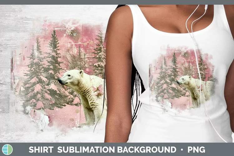 Vintage Pink Christmas Polar Bear Shirt Sublimation Sublimat
