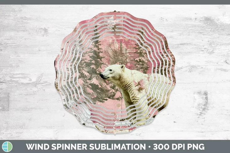 Vintage Pink Christmas Polar Bear Wind Spinner Sublimation S