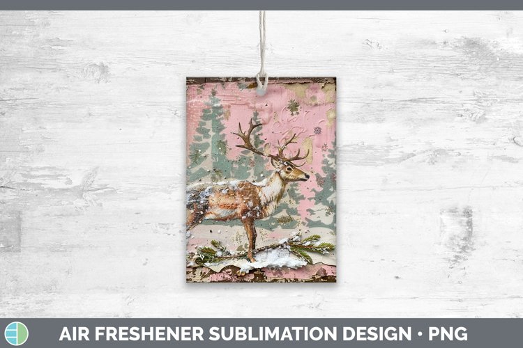 Vintage Pink Christmas Reindeer Air Freshener Sublimation Ca