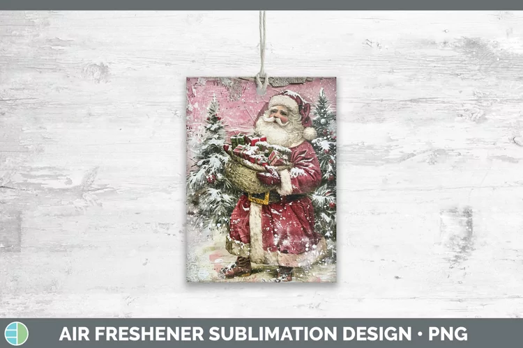 Vintage Pink Christmas Santa Gifts Air Freshener Sublimation