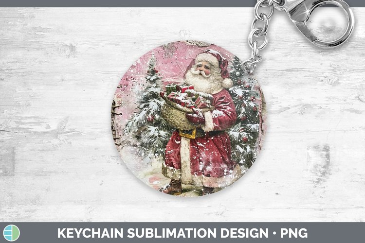 GorgeousVintage Pink Christmas Keychain design.
