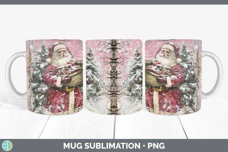 GorgeousVintage Pink Christmas Mug Wrap design.
