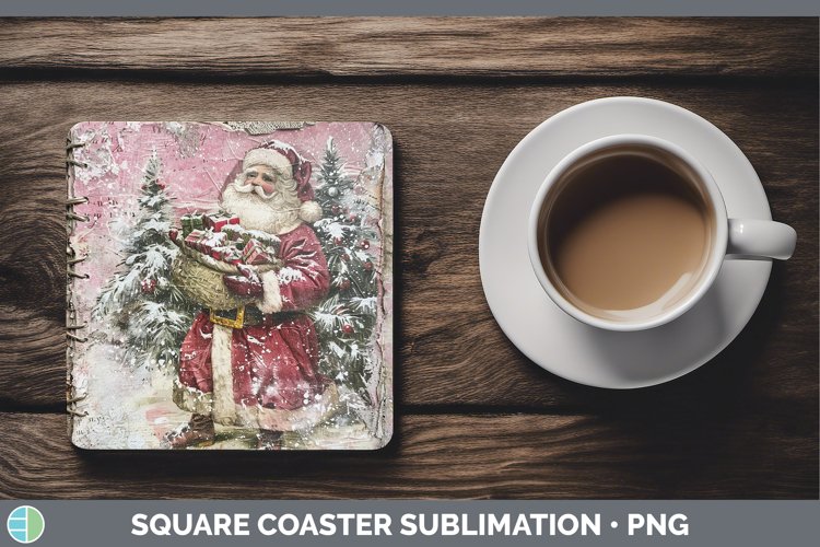 GorgeousVintage Pink Christmas Square Coaster design.