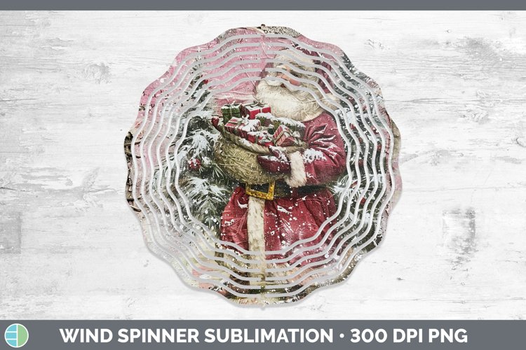 Vintage Pink Christmas Santa Gifts Wind Spinner Sublimation