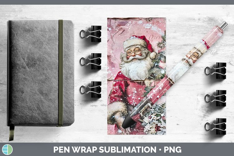 GorgeousVintage Pink Christmas Pen Wrap design.