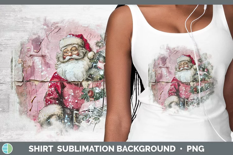Vintage Pink Christmas Santa Shirt Sublimation Sublimation B