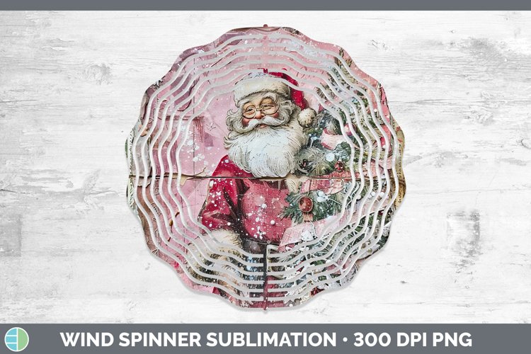 Vintage Pink Christmas Santa Wind Spinner Sublimation Spinne