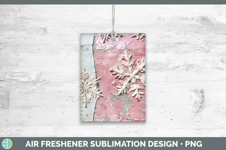 Vintage Pink Christmas Snowflakes Air Freshener Sublimation