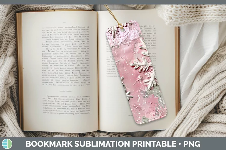 Vintage Pink Christmas Snowflakes Bookmark Sublimation Print