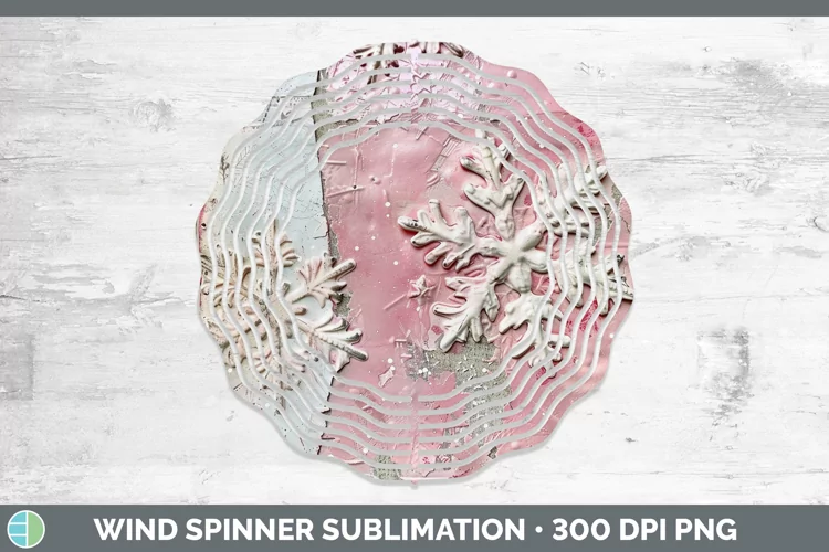 Vintage Pink Christmas Snowflakes Wind Spinner Sublimation S