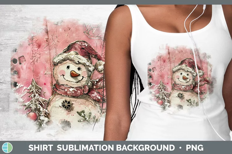 Vintage Pink Christmas Snowman Shirt Sublimation Sublimation