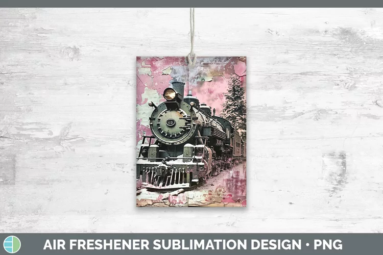 Vintage Pink Christmas Train Air Freshener Sublimation Car F