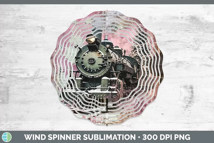 Vintage Pink Christmas Train Wind Spinner Sublimation Spinne