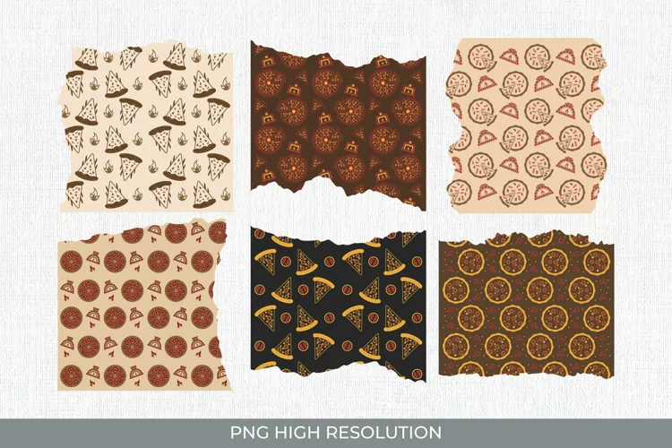 Vintage Pizza Pattern Torn Paper