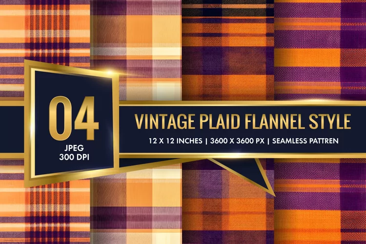 Vintage Plaid Flannel Texture Digital Paper, Vintage Pattern