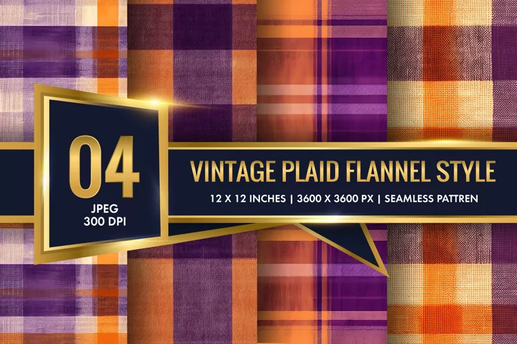 Vintage Plaid Flannel Texture Digital Paper, Vintage Pattern