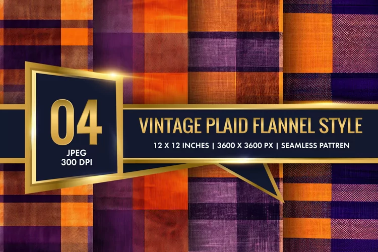 Vintage Plaid Flannel Texture Digital Paper, Vintage Pattern
